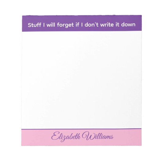 Bloc-note Stuff I will forget name pink purple (Devant)