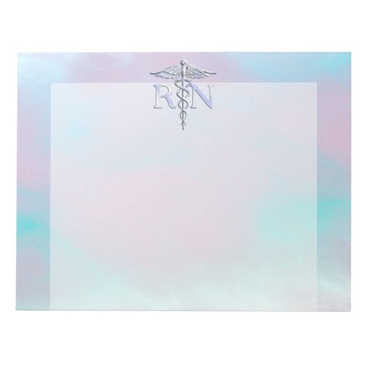 Bloc-note Style Argent RN Caduceus Médicale Mère Pearl (Devant)