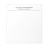 Bloc-note Style classique simple blanc professionnel (Devant)