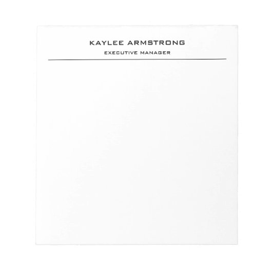 Bloc-note Style classique simple blanc professionnel (Devant)