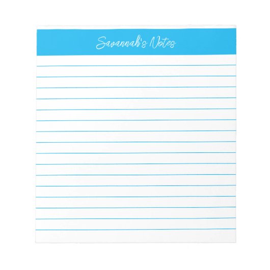 Bloc-note Style classique Sky Blue Script personnalisé (Devant)