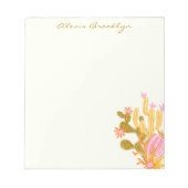 Bloc-note Style moderne rose vert cactus Nom personnalisé (Devant)