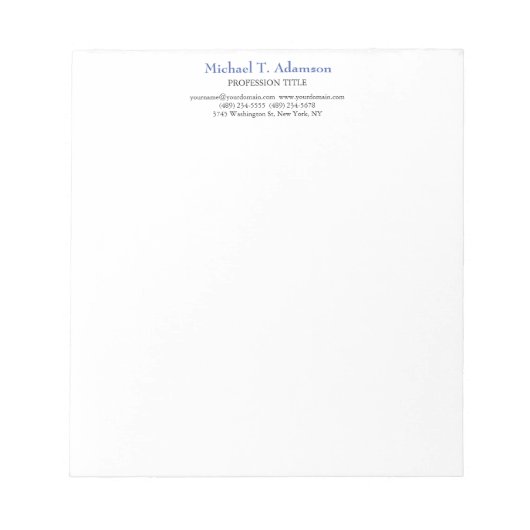 Bloc-note Style rétro Élégant Plaque blanche simple (Devant)
