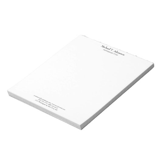 Bloc-note Style rétro Élégant Plaque blanche simple (Tourné)