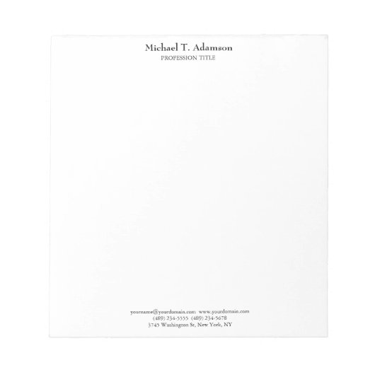 Bloc-note Style rétro Élégant Plaque blanche simple (Devant)