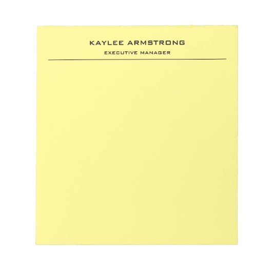 Bloc-note Stylé Simple Professionnel Jaune Clair (Devant)