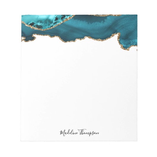 Bloc-note Style Turquoise Velvet Agate Géode Typographie Scr (Devant)