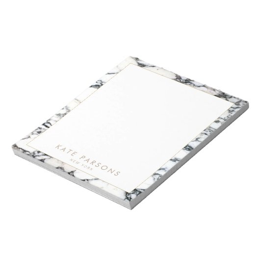Bloc-note Stylish Chic Black and White Marble Nom Notepad (Tourné)