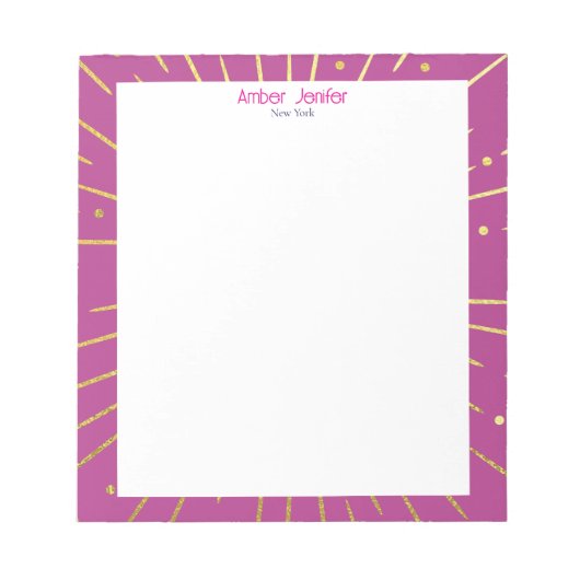 Bloc-note Stylish Goldish Pink Typography Personalized Name (Devant)