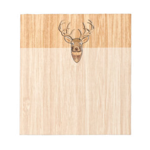 Bloc-note Stylo Buck Buck Buck Antlers Grain en bois clair