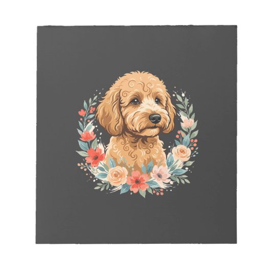 Bloc-note Sublimation ronde de chien floral (Devant)