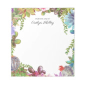 Bloc-note Succulents peints du bureau de, Personnalisé (Devant)