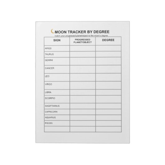 Bloc-note Suivi de la Lune Notepad (Tourné)