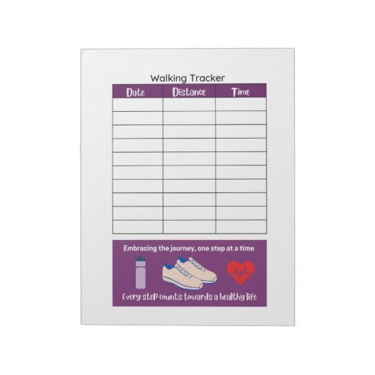 Bloc-note Suivi de marche Santé et condition physique (Tourné)