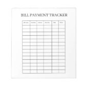 BLOC-NOTE SUIVI DE PAIEMENT DE FACTURES (Devant)