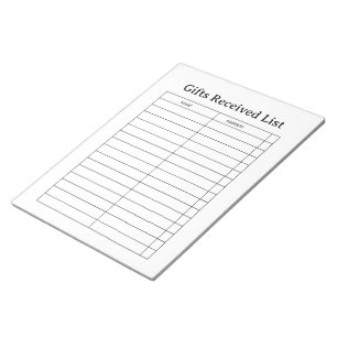 Bloc-note Suivi des Cadeaux Reçus