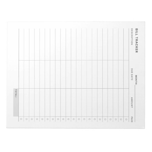 Bloc-note Suivi des dépenses simples minimal (Devant)