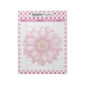 Bloc-note Suivi des symptômes du cancer du sein Fleurs roses (Tourné)