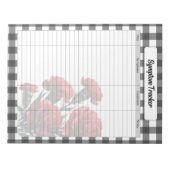 Bloc-note Suivi des symptômes Gingham floral noir et blanc (Devant)