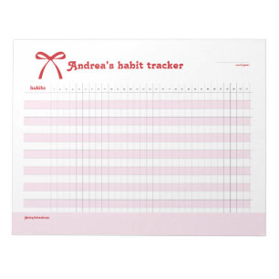 Bloc-note Suivi d'Habitudes Personnalisé Ruban Rose
