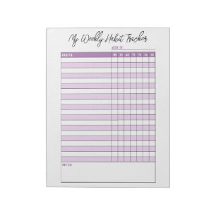 Bloc-note Suivi Hebdomadaire d'Habitudes Violet Lavande