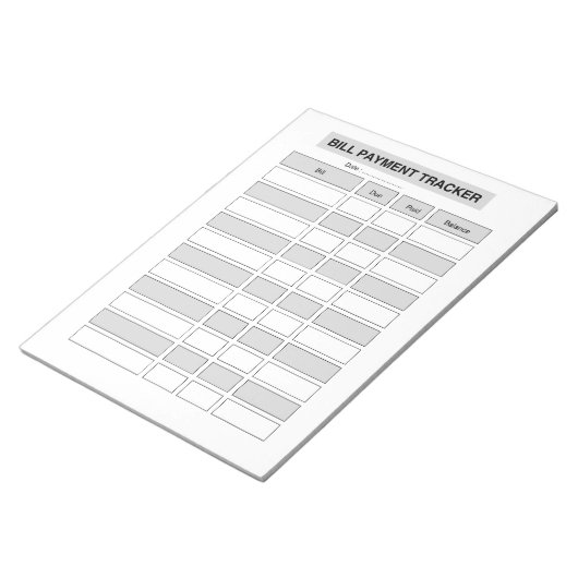 Bloc-note Suivi mensuel de paiement de factures (Incliné)