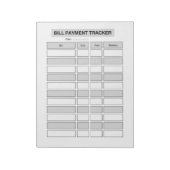 Bloc-note Suivi mensuel des paiements de factures (Tourné)