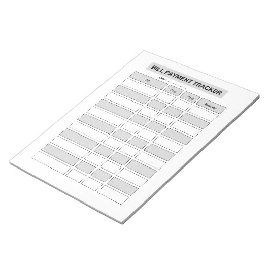 Bloc-note Suivi mensuel des paiements de factures (Incliné)
