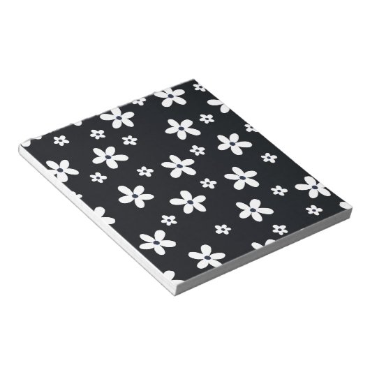 Bloc-note Summer Boho Black White Daisy Flowers (Incliné)