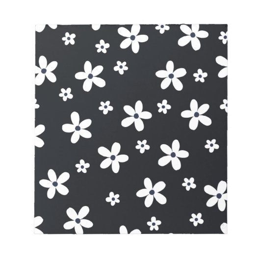 Bloc-note Summer Boho Black White Daisy Flowers (Devant)
