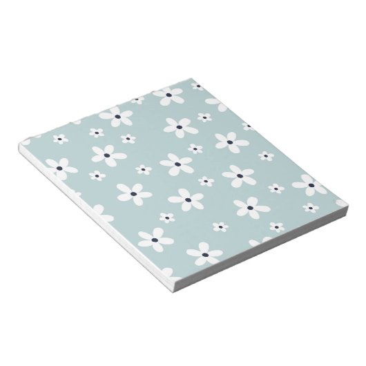 Bloc-note Summer Boho Blue White Daisy Flowers (Incliné)