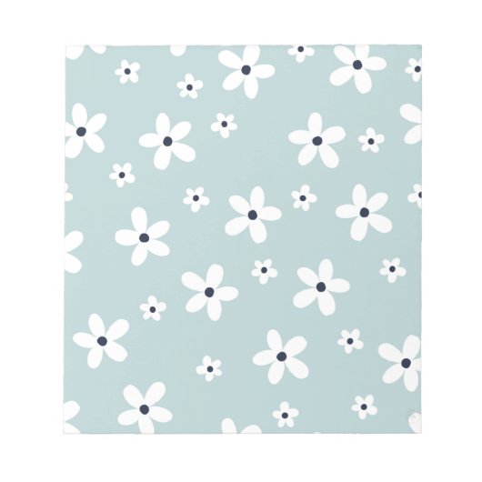 Bloc-note Summer Boho Blue White Daisy Flowers (Devant)