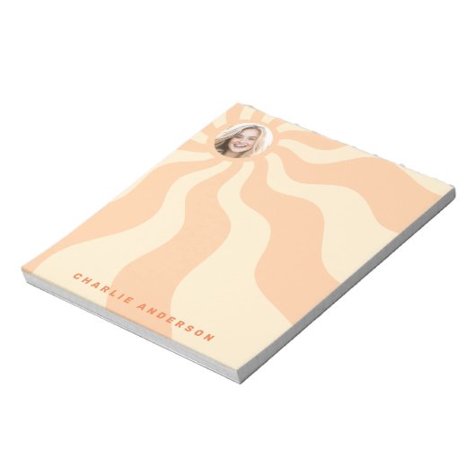 Bloc-note Sunburst rétro tourbillonner orange soleil photo e (Tourné)