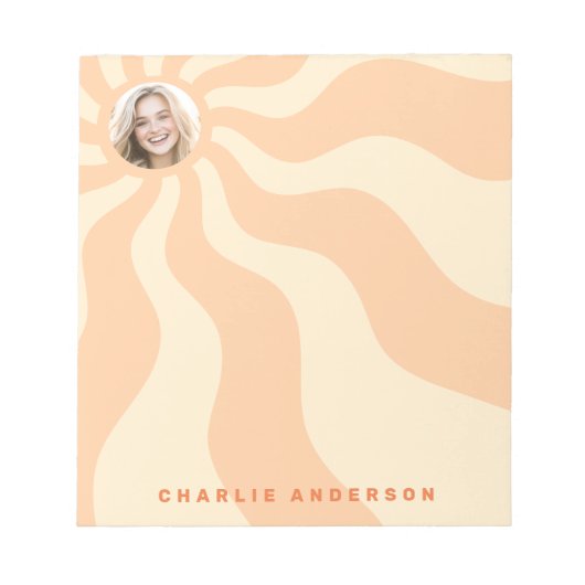 Bloc-note Sunburst rétro tourbillonner orange soleil photo e (Devant)