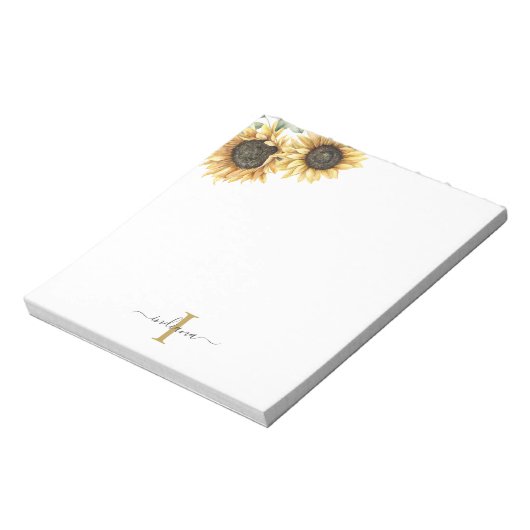 Bloc-note Sunflower Eucalyptus Floral Monogramme Nom de la f (Tourné)