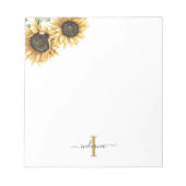 Bloc-note Sunflower Eucalyptus Floral Monogramme Nom de la f (Devant)