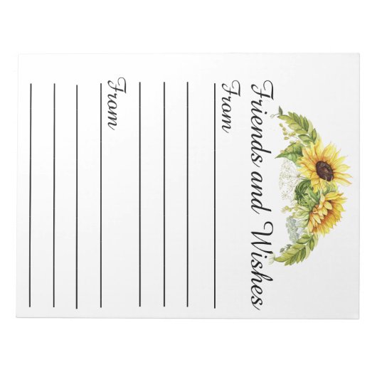 Bloc-note Sunflower Guest Book Mariage / Toutes les occasion (Devant)