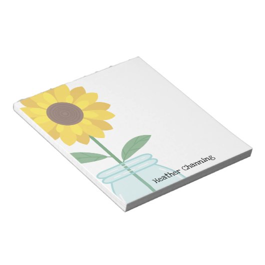 Bloc-note Sunflower in Mason Jar - Ajouter votre nom (Incliné)