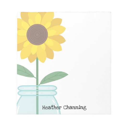 Bloc-note Sunflower in Mason Jar - Ajouter votre nom (Devant)