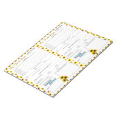 Bloc-note Sunflower Jaune Quotidien 6 Repas Journal des alim (Incliné)