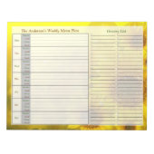 Bloc-note Sunflower Weekly Personalized Menu Plan Notepad (Devant)