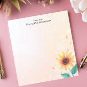Bloc-note Sunny Yellow Sunflower Pastel Nom personnalisé