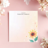 Bloc-note Sunny Yellow Sunflower Pastel Nom personnalisé