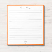 Bloc-note Sunset Orange Border and Heart Custom Script Lined