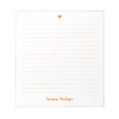 Bloc-note Sunset Orange Little Heart Handwritten Name Lined (Devant)