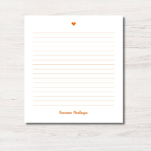 Bloc-note Sunset Orange Little Heart Handwritten Name Lined