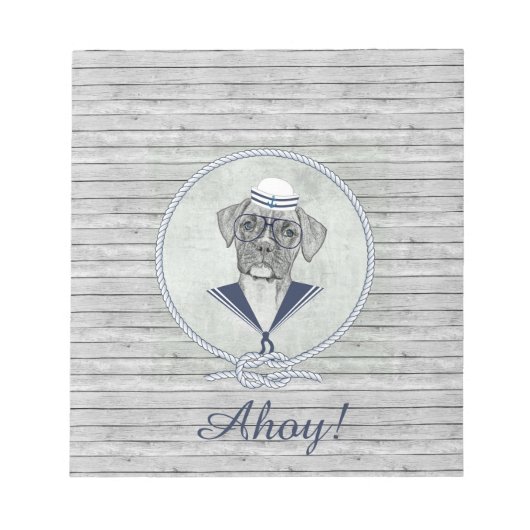 Bloc-note Super adorable adorable voilier ahoy boxer chien (Devant)