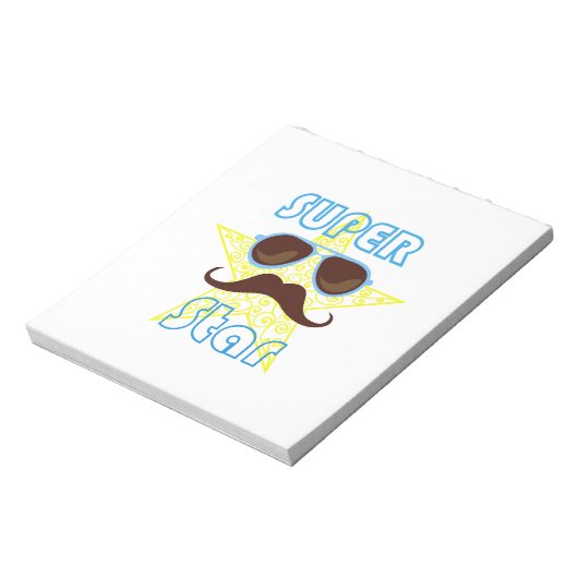 Bloc-note Super Star avec lunettes de soleil et moustache (Tourné)