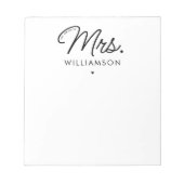 Bloc-note Sur Mesure, Mme Est. Script élégant moderne nouvel (Devant)