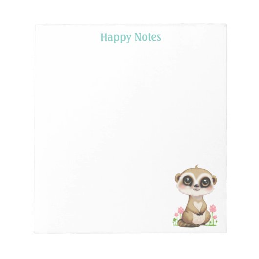 Bloc-note Suricate et fleurs personnalisés mignons (Devant)